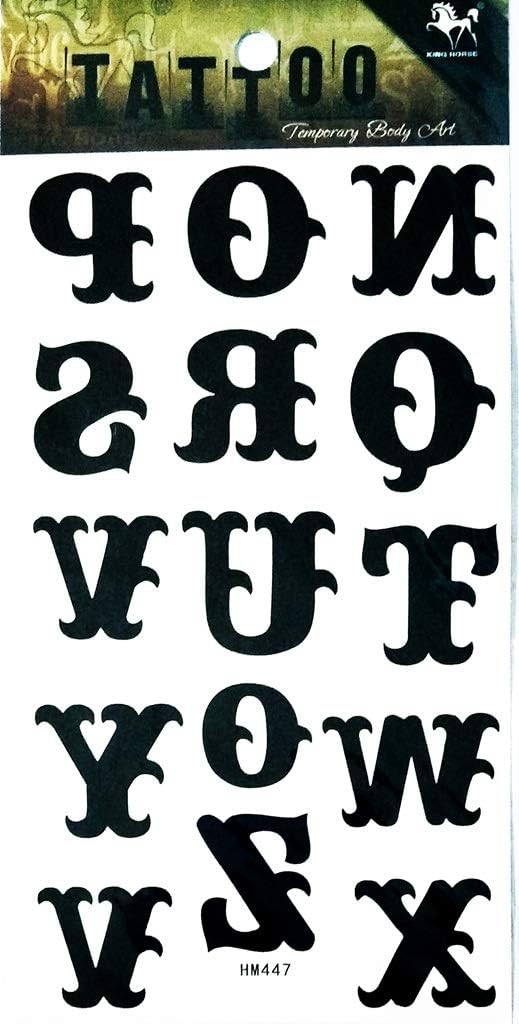 PP TATTOO 1 Sheet ABC letters English Alphabet School letters Temporary Tattoo for Women Girl Fake Tattoos Body Art Arm Jewelry Waterproof Tattoos Stickers Tattoos : Beauty & Personal Care