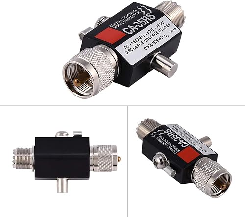 Miniatura 5 de Zerone Protector contra sobretensiones de rayos, protector de rayos coaxial CA-35RS, protector de sobretensiones de rayos coaxial, pararrayos macho