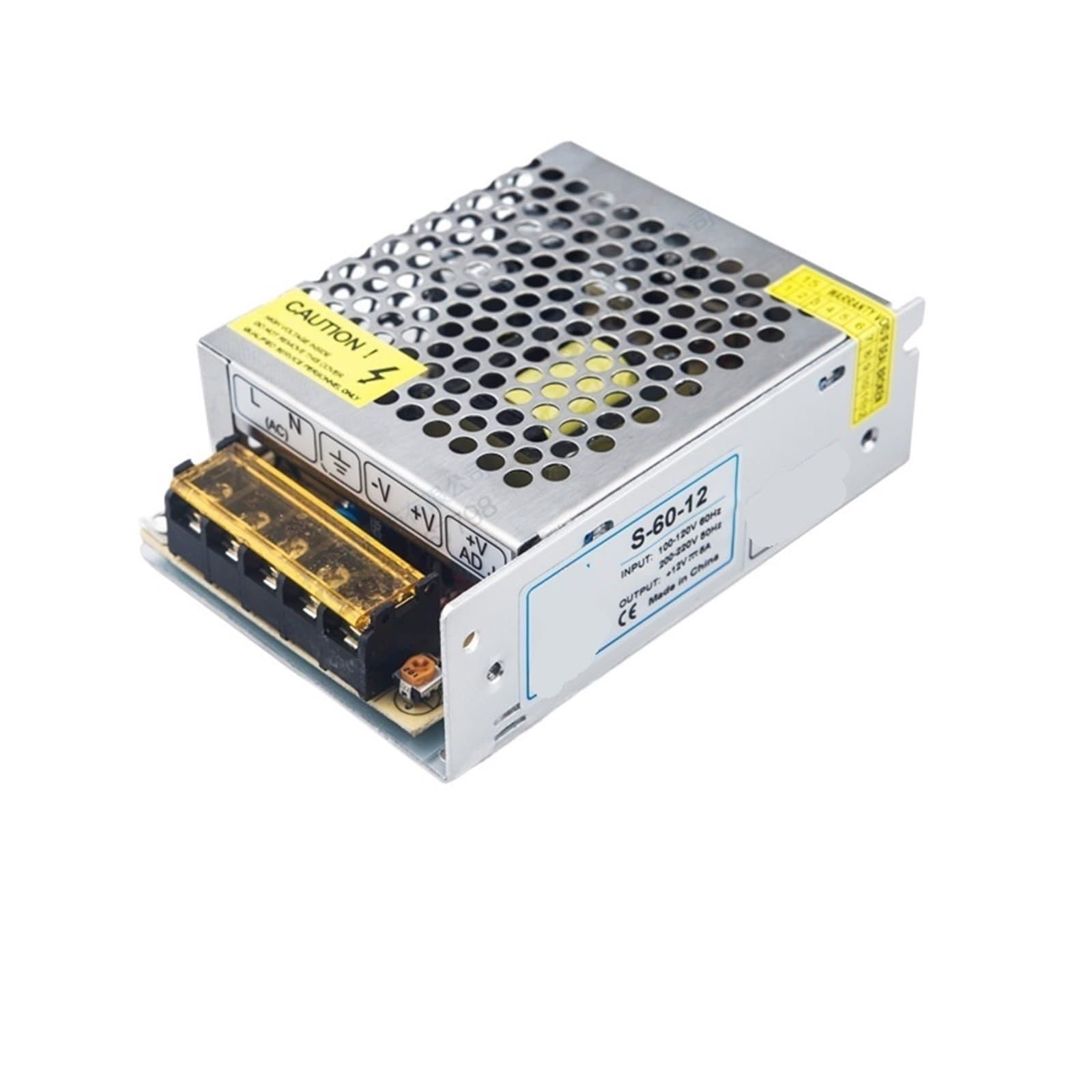 Alimentation 12V 5A 60W à découpage boîtier en fer à haute dissipation