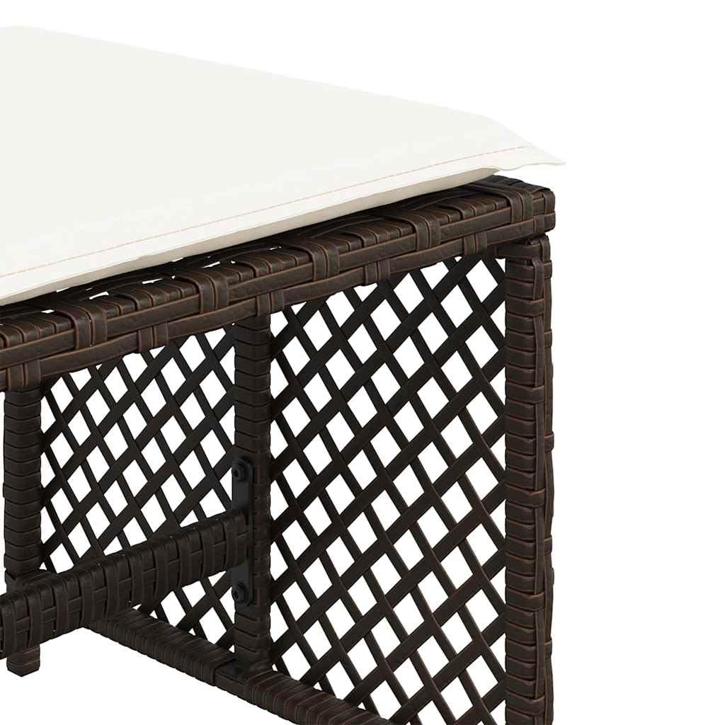Taboret ogrodowy z poduszką 4 szt. brązowy 41 x 41 x 36 cm polirattanowy