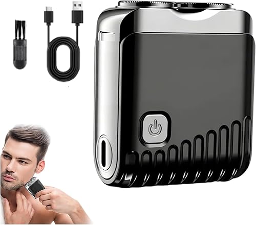 Mini afeitadora eléctrica, afeitadora de barba portátil, doble cabeza, impermeable, mini maquinilla de afeitar eléctrica portátil, afeitadora