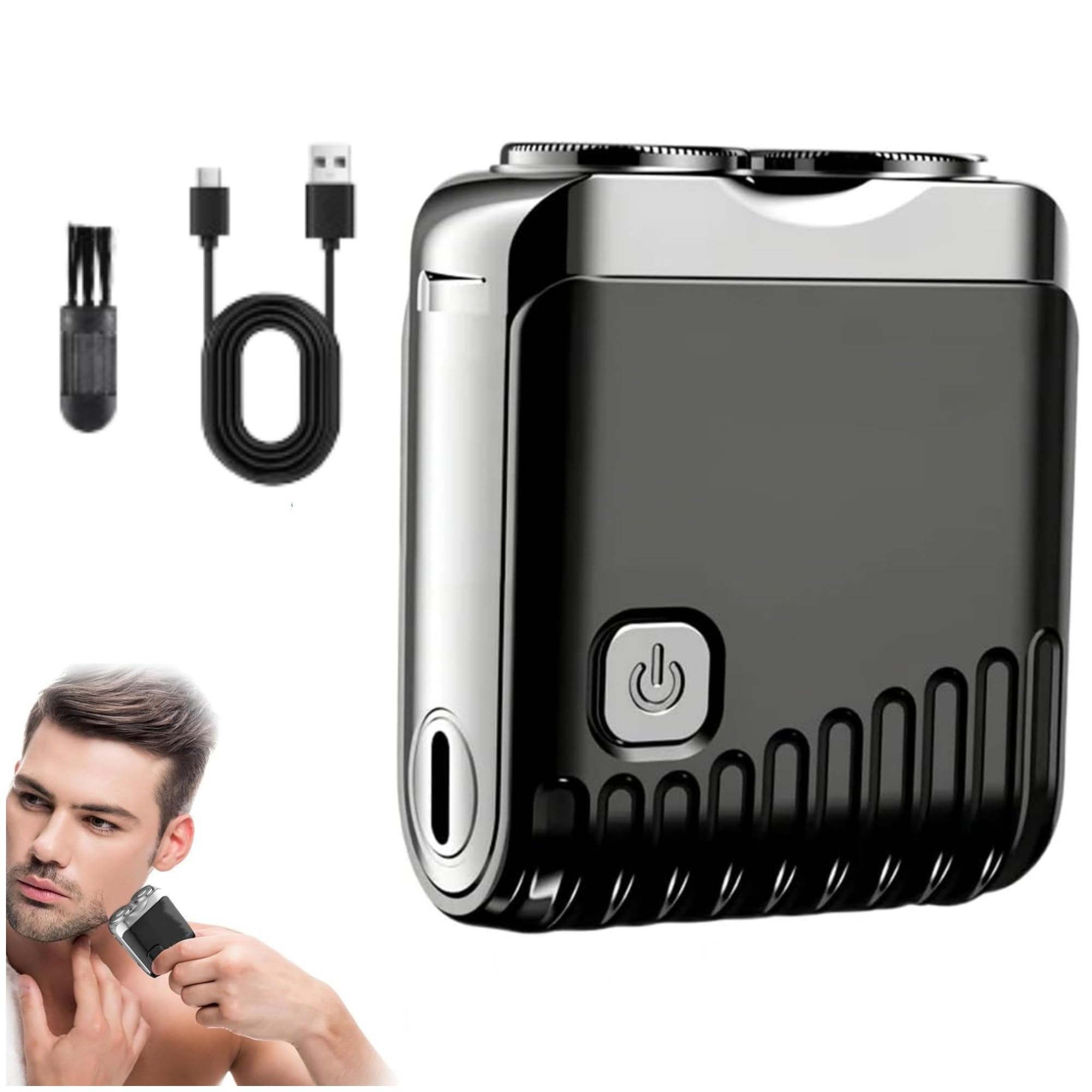 Mini Electric Shaver, Portable Beard Shaver, Dual Head Waterproof Electric Mini Razor Portable Electrics Shavers, Pocket Size Washable Razor, One-Button Operate and Long Lasting for Fathers Day Gift