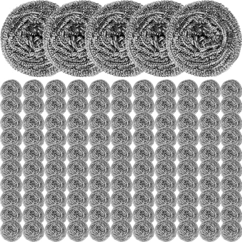 Image of Reallnaive 200 Pcs Stainless Steel Wool Scrubber Bulk Steel Wool Sponges Pack Metal Dishwashing Wire Scouring Pads Heavy Duty Clean Dish Pot Pan and Oven for Cleaning Kitchen Bathrooms and More