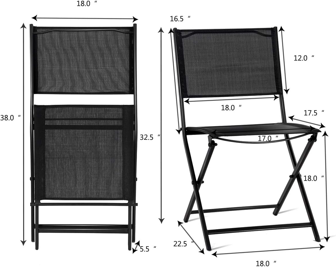 Goplus Set of 4 pc Folding Chair, Black