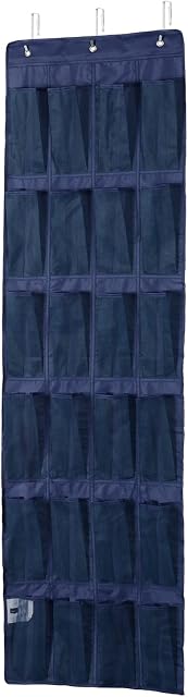 Amazon Basics Over-the-Door Organiser with 24 Pockets, Navy Blue