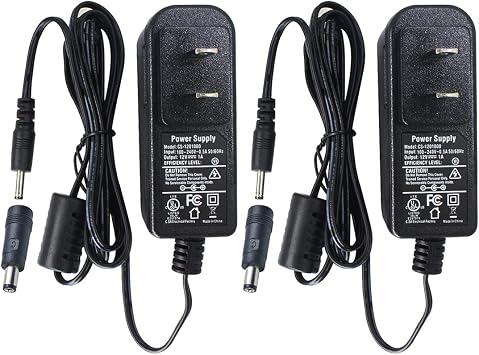 2-Pack AC to DC 12V 1A 1000mA 12W Power Supply Adapter 3.5mm x 1.35mm with 5.5mm x 2.1mm Connector, UL Listed FCC
