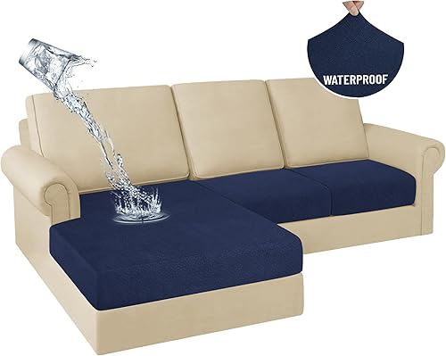 Miniatura 12 de HDCAXKJ Fundas de cojines de sofá seccional 100% impermeables, 8 piezas, funda seccional en forma de L, funda elástica para asiento de sofá chaise,