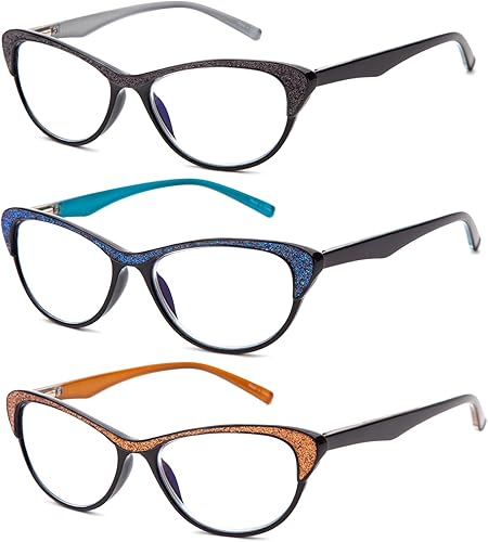 Miniatura 6 de 2 Pairs Makeup Reading Glasses for Women, Magnifying Flip Down Cosmetic Readers, Make Up Glasses with Spring Hinge Negro y