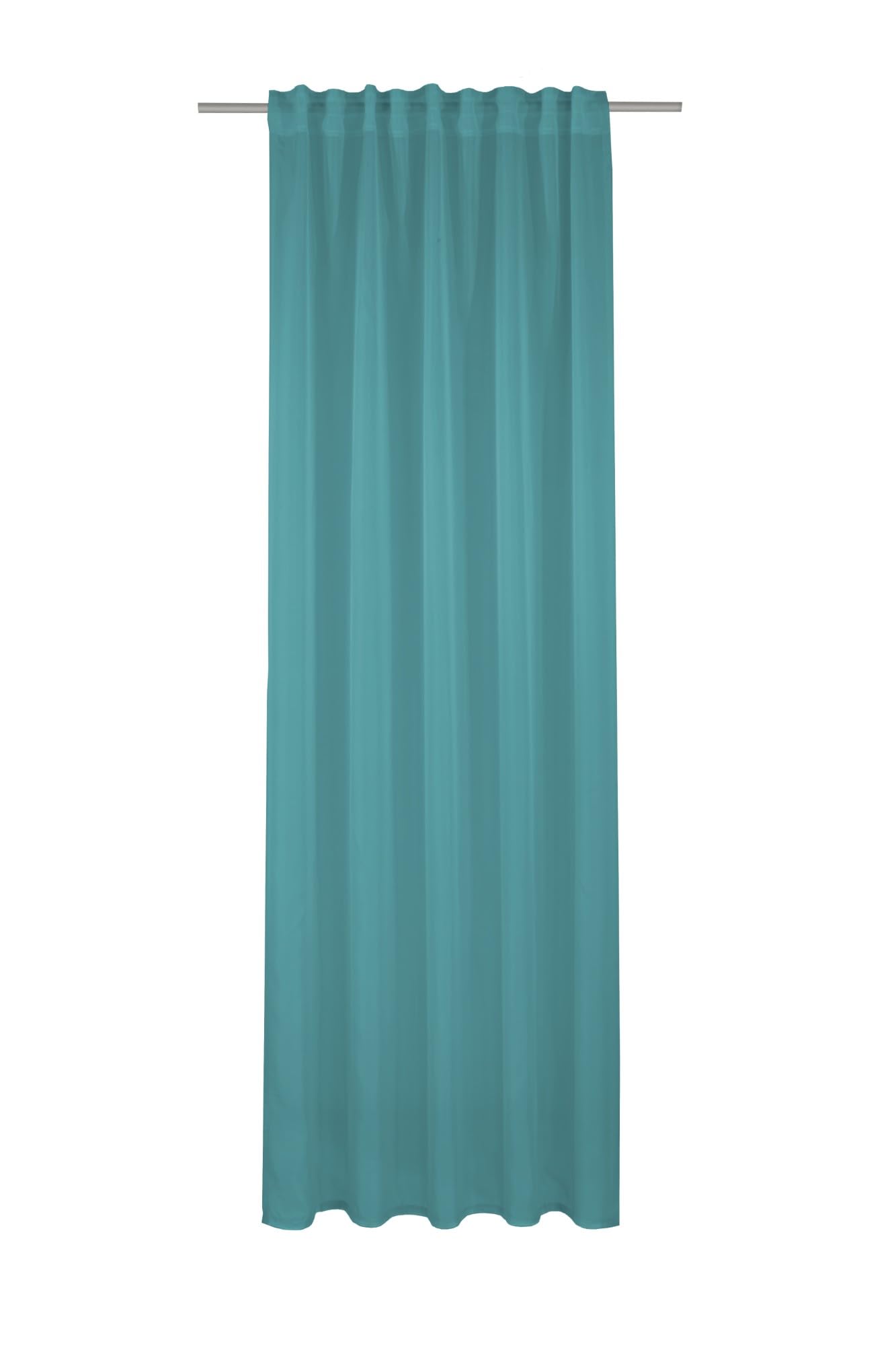 Gardinia Plain Voile Curtain with Tape 135 x 245 cm Petrol Blue