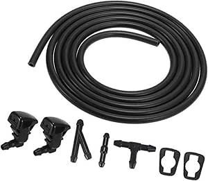 Windshield Washer Nozzle Kit For Toyota Sienna 04-10, Corolla 05-12, Solara 04-08, Tundra 00-05 - Replaces 85381-AE020 With Hose & Connectors