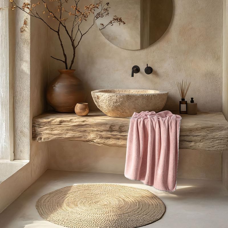 Image of Spread Spain Microfiber Towels for Bath | Coral Large Bath Towel | Extra Soft Plush & High Absorbent |360 GSM | Bath Towel for Men and Women, 70x146 cm Rose