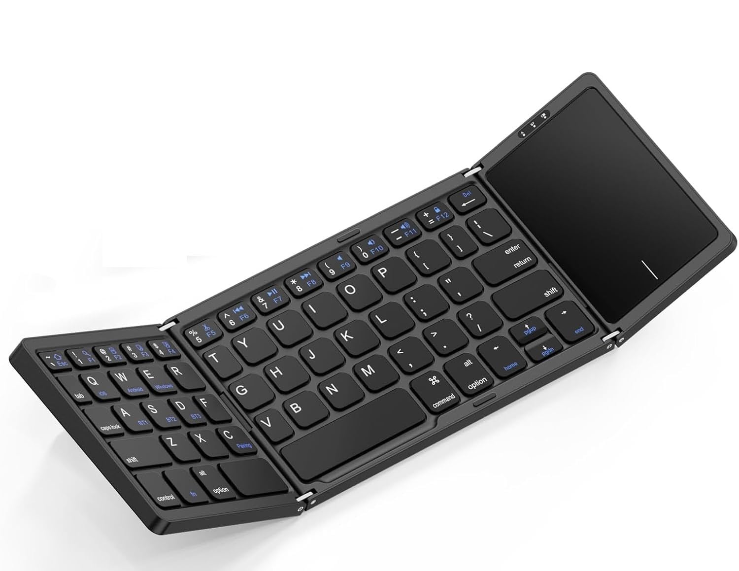 Foldable Bluetooth Keyboard with Touchpad, Wireless Folding Portable Keyboards with Stand Holder, Ultra Slim Travel Keyboard for Android Windows iOS Tablet, Pocket-Sized, Black-image-13