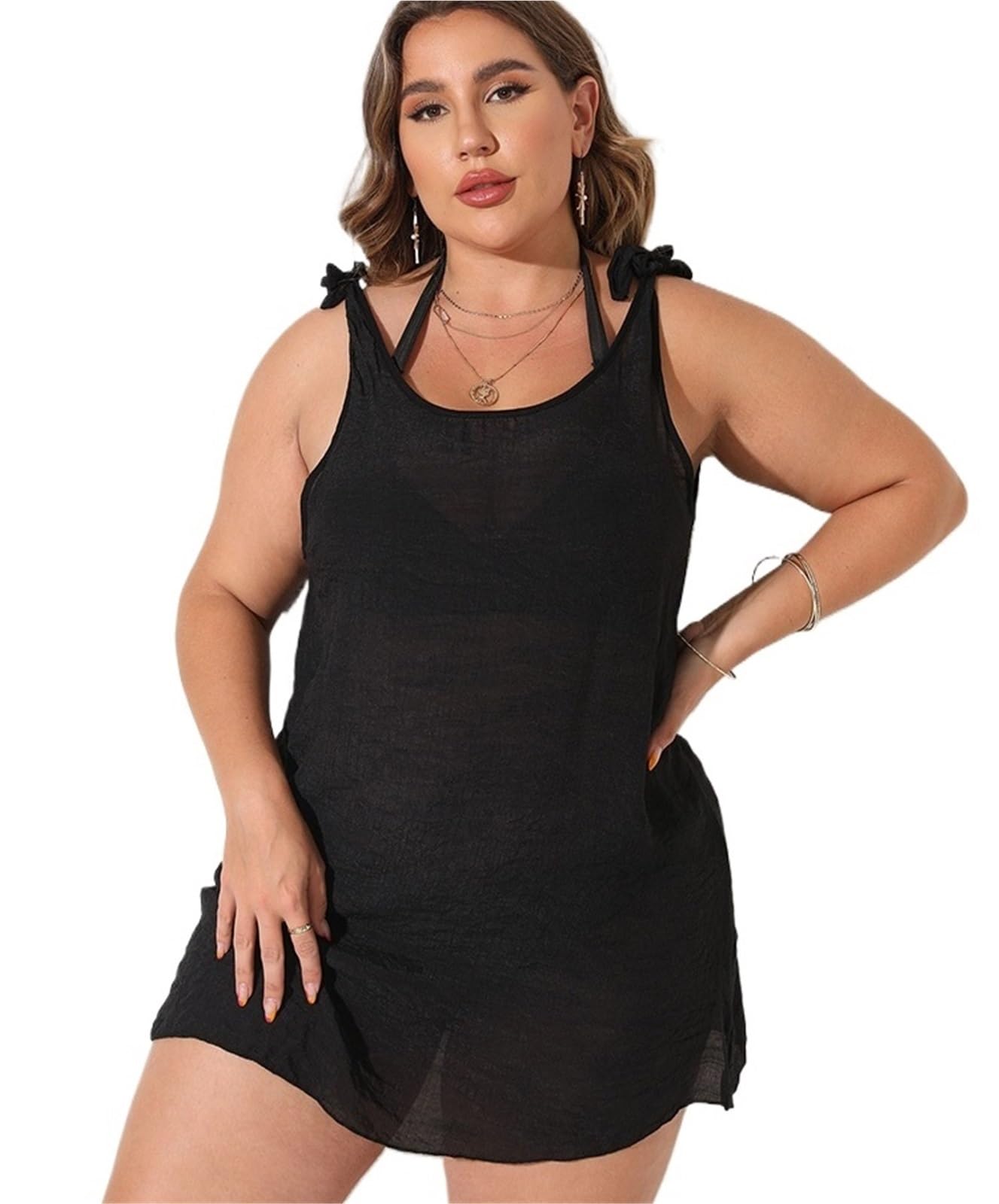 Vestido de playa de verano con espalda descubierta y túnica ligera para traje de baño