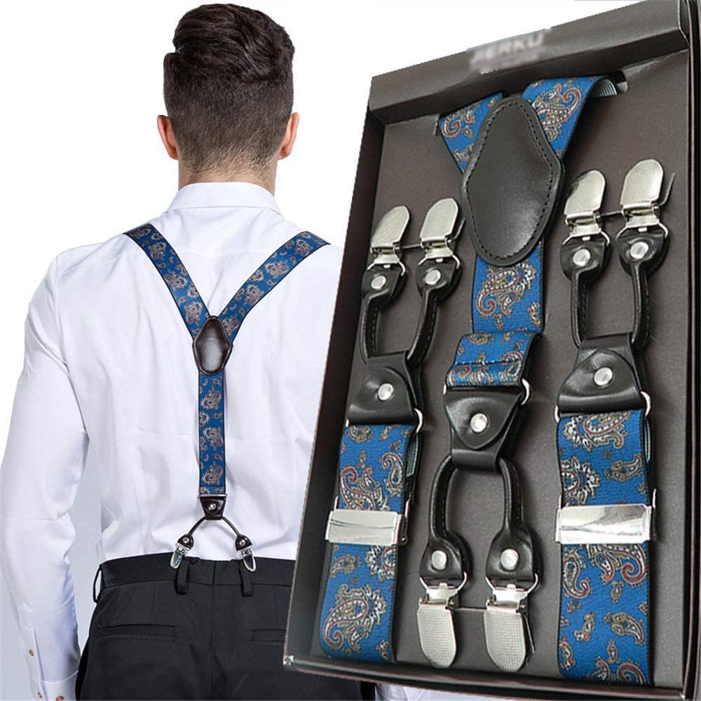 Tirantes for pantalones de hombre, Tirantes en forma de X for hombre Tirantes elásticos ajustables en forma de Y de 1,37 pulgadas de ancho Tirantes for hombre 6 clips Tirantes elásticos ajustables en