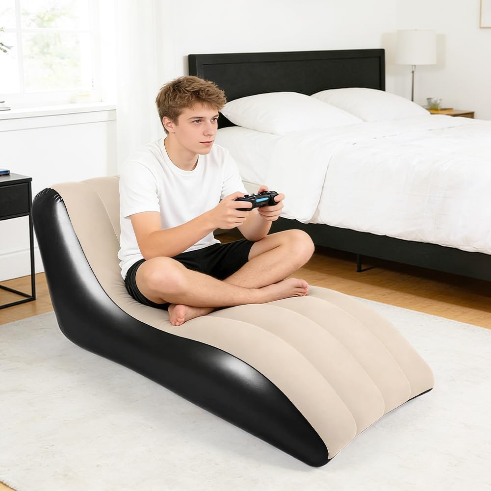 Gohytal Aufblasbares Sofa, Aufblasbar Liege, Aufblasbar Luftbett mit Luftpumpe, Aufblasbare Couch, Sessel, Lounge, Camping Sofa, Geeignet für Drinnen Draußen