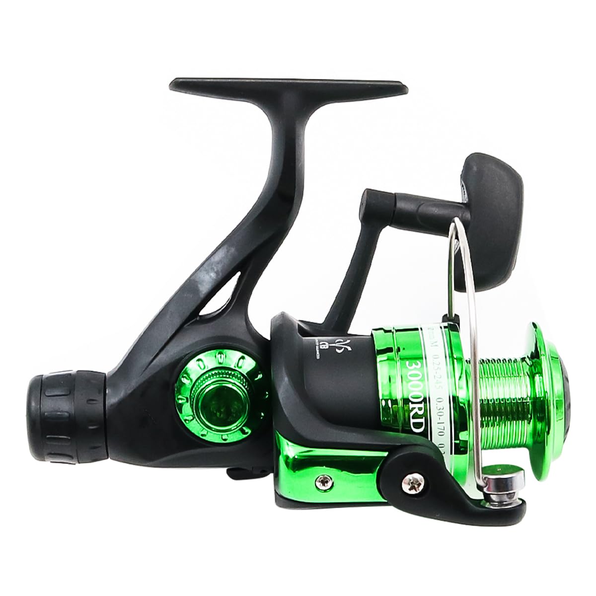 FONGKNOX Green & Black Fishing Reel Smooth and Quiet Spinning Reel Bait Casting Reel Metal Head Long Distance Casting Lightweight 5.1:1 5 Bearings Comfortable Grip Left or Right Handed Model 3000