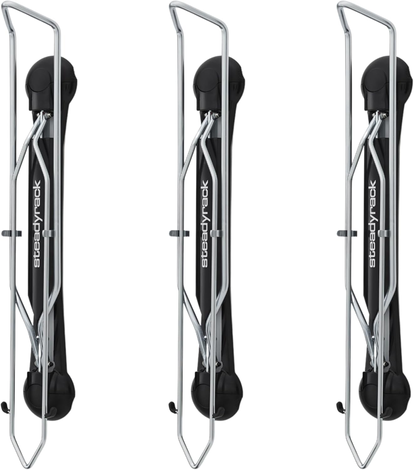 Steadyrack Bike Rack Pivoting Mountain Bike Rack- 3 Pack, Holds Up to 77 lbs, Fits 24"-29" Wheels, 2.1"-2.8" Tires, Foldable Wall Mount for Space-Saving Bicycle Storage