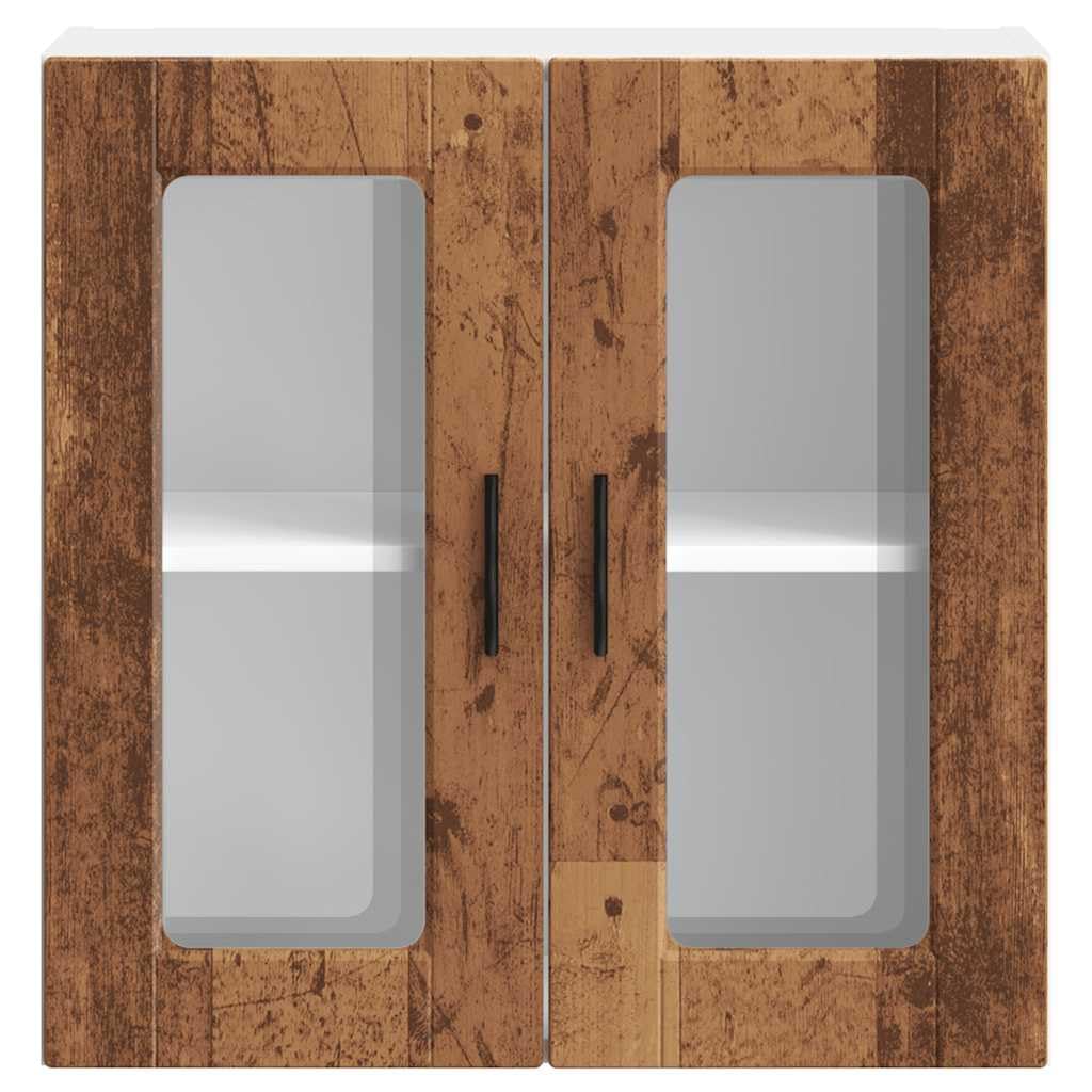 Küchen-Hängeschrank mit Glastür Porto Altholz-Optik, 60x31x60 cm, robuster Holzwerkstoff, Wandmontage, ideal für Küche, Speisekammer Lagerung