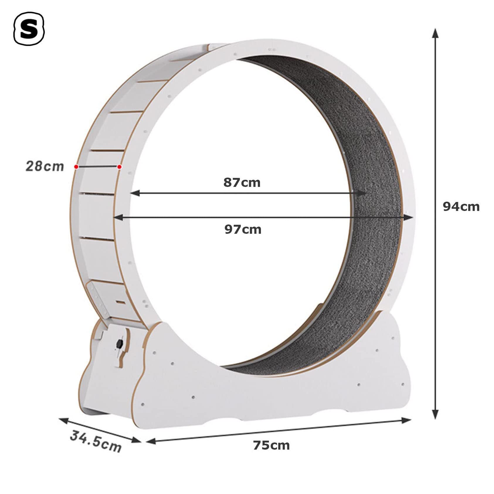 Cinta De Correr para Hacer Ejercicio con Ruedas para Gatos, Juguete Deportivo para Gatos, Rueda De Hámster Silenciosa para Perder Peso Sin Huecos con Dispositivo De Bloqueo,White-S