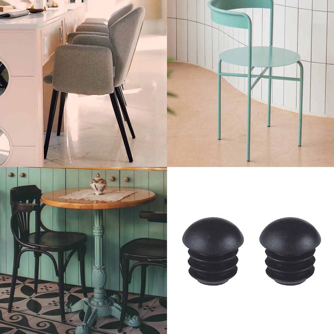 Tappi Per Gambe Sedie - 20 Pezzi Neri In Plastica, Diametro 25mm - Foto 2