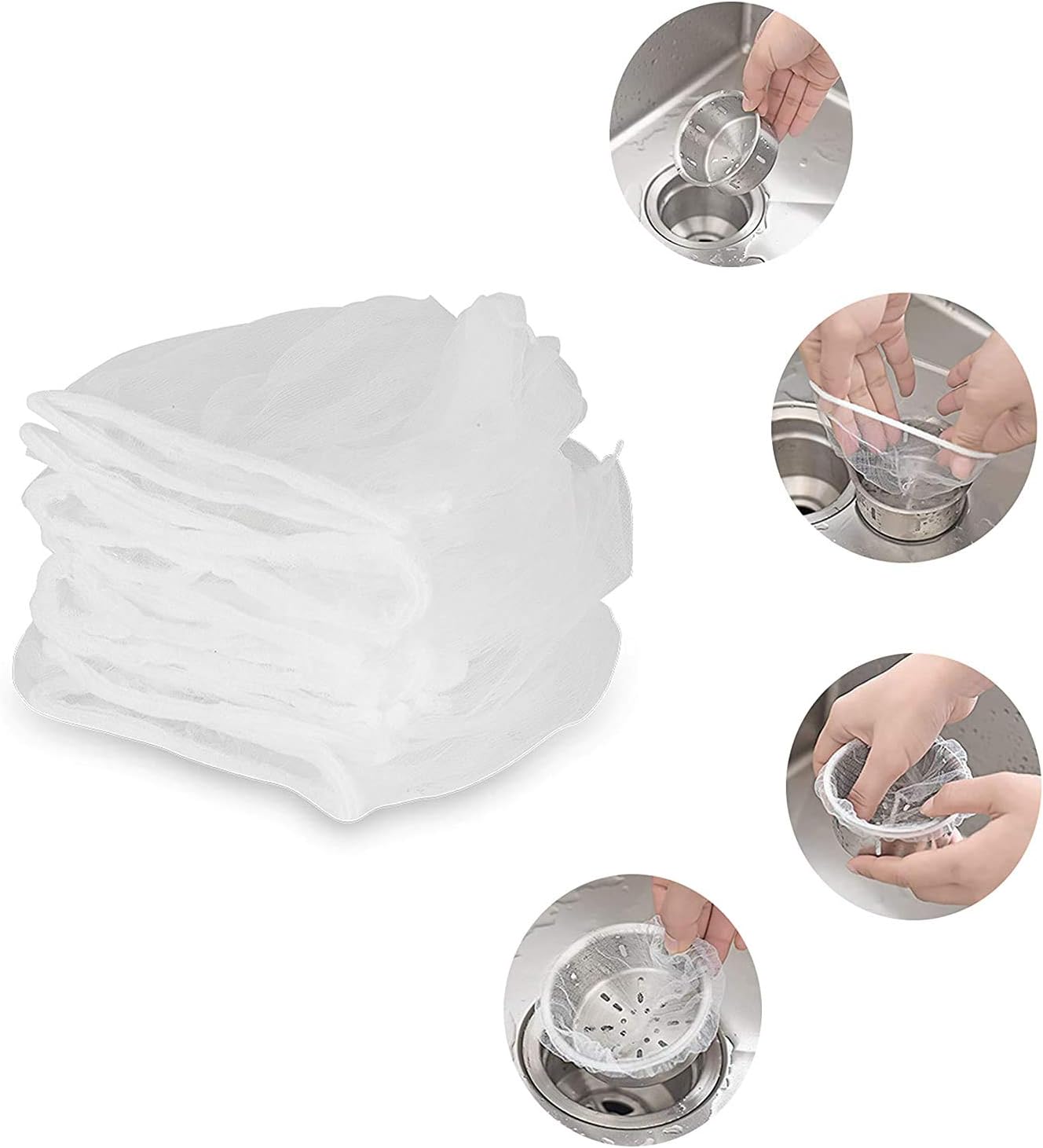 130 PCS Sink Strainer Bag, Is a good helper for Kitchen Sink Strainer, 4x3.5inch ，White