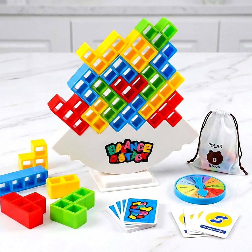 FCXVXCL Stacking Tower Game Set, Fun Balance Stacking Play, Educational Stack Game, Team Balance Board Games, Team Building Block Play for Birthday Gift for Ages 3-12