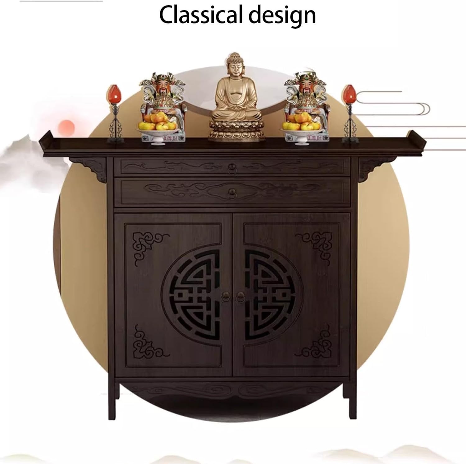 Buddha Altar Table, Bamboo Altar Cabinet with Drawer,Offering Table, Meditation Tables with Storage, Buddha Niche Stand, Altar Cabinet,Prayer Meditation(80cm/31.4in)