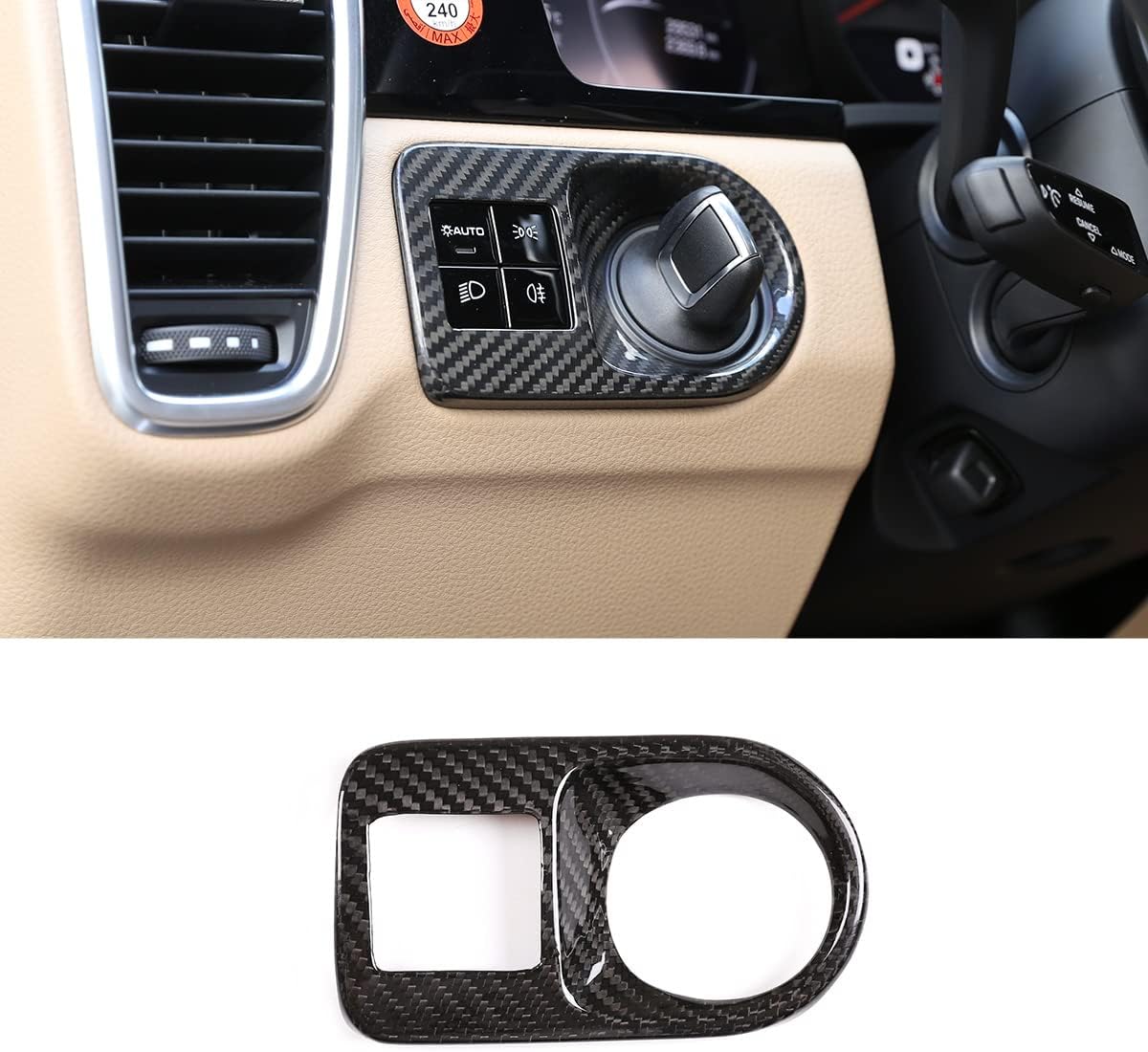 for Porsche Cayenne 2018 2019 2020 2021 Real Carbon Fiber Adjustment Frame Panel Cover Headlight Switch Decorative Interior Car Accessoies