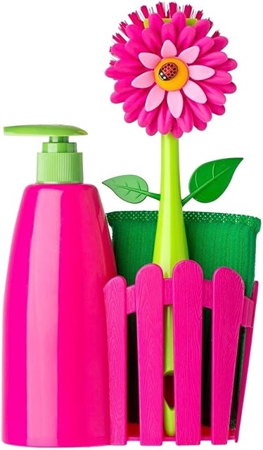 VIGAR Flower Power Set Sink with Dispenser, Plastic, Magenta and Green