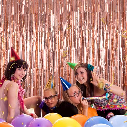 Image of Rose Gold Birthday Party Decorations 2Pack Backdrop Curtains Halloween Decorations Photo Booth Props Decorations