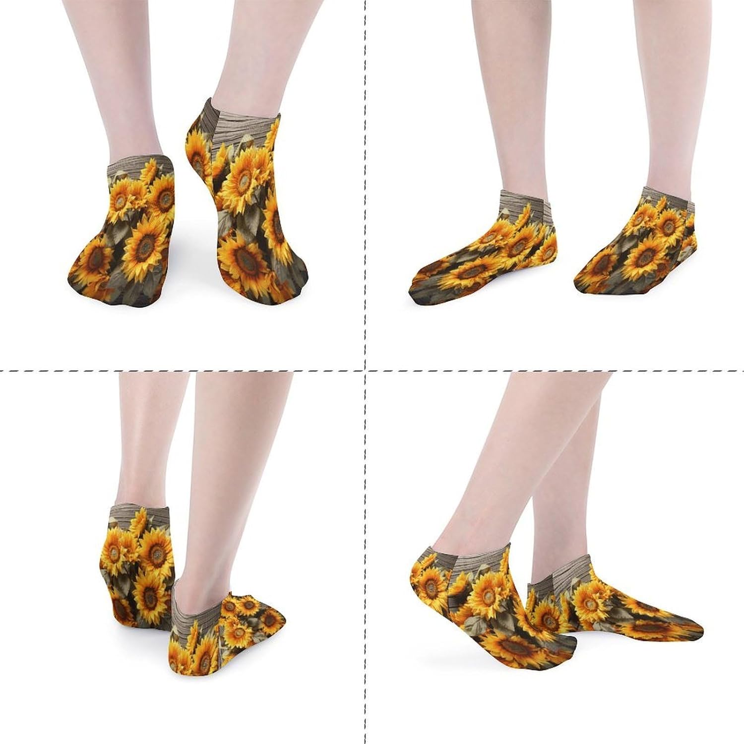 Plants Theme Sunflower Ankle Socks for Men Women 5 Pairs | Comfortable Casual Low Cut Socks, Lightweight No Show Breathable Athletic Socks, Soft Mini Crew Socks for All Seasons