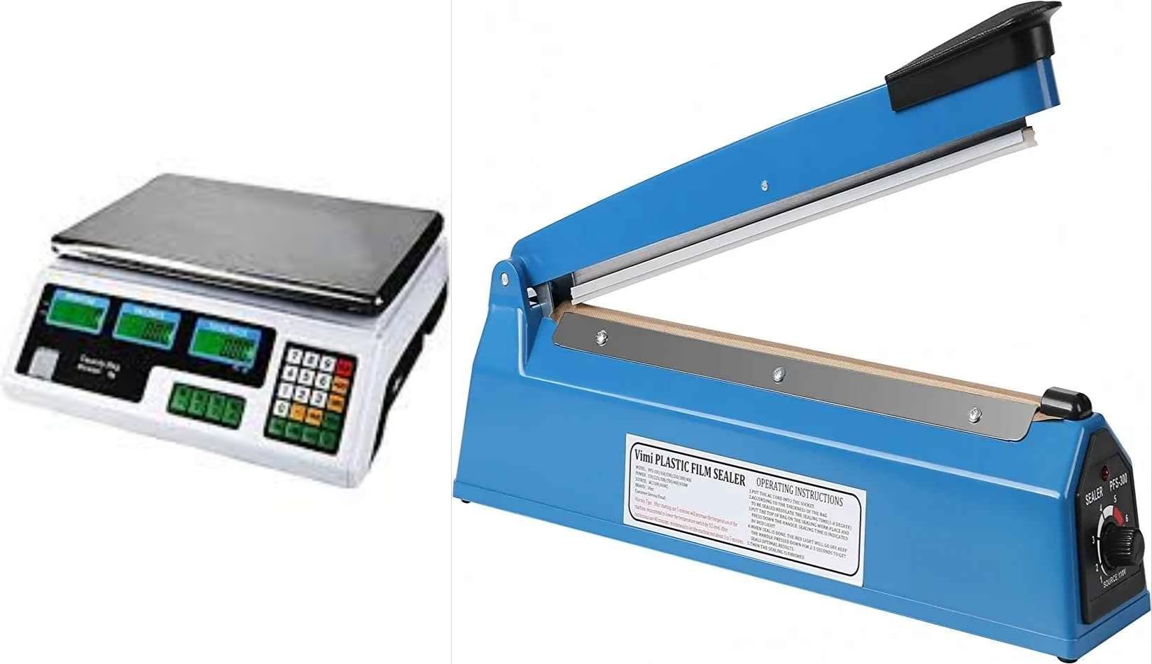 ABBASALI 40KG Digital Scale & Impulse Heat Sealer Manual Bags Sealing Machine Used In Kitchen,Restaurant,Fruit,Vegetable,Spices,Mutton & Variouse type of Shops. Impulse Sealer Size (400mm)