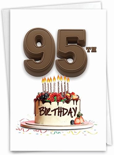 Miniatura 7 de NobleWorks Tarjeta de felicitación de cumpleaños 95 con sobre de 5 x 7 pulgadas (1 tarjeta) número pastel 95 C10113MBG