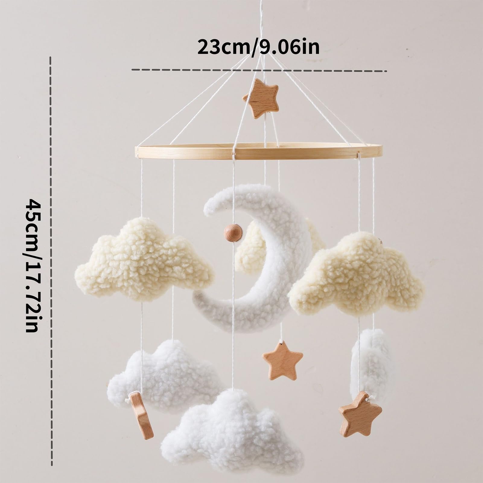Mobile für Kinder | Holzsterne drehen - Boho Babybett-Mobile Wolke | für Mädchen Kinderzimmer Wohnzimmer Wand Fenster Zuhause