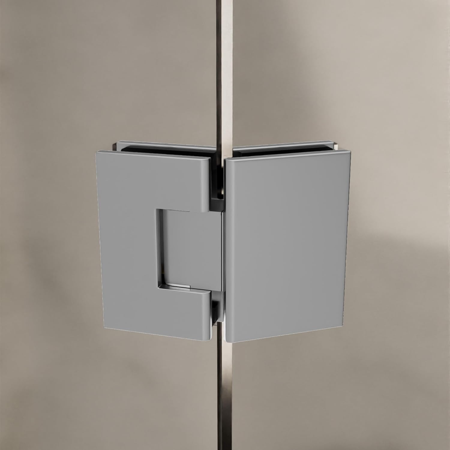 Brixwell Adjustable Glass-to-Glass Door Hinge 135 Degrees, Satin, Solid Forged Brass, 3-9/16" Height, 2-9/16" Fixed Part Width, Fits 3/8" and 1/2" Glass, Self-Closing, Hardware Included