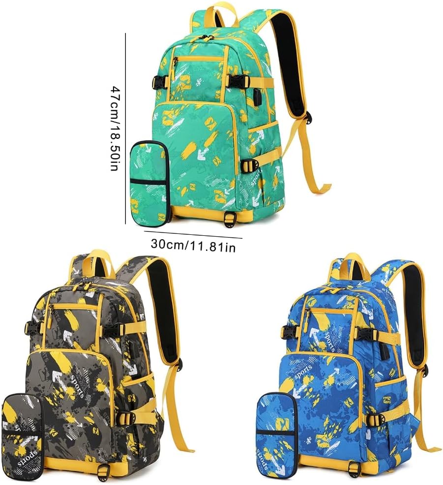 School Bag Backpack with Pencil Case Set for Boys and Girls Laptop Bags Large Capacity Daypack USB Charging Port