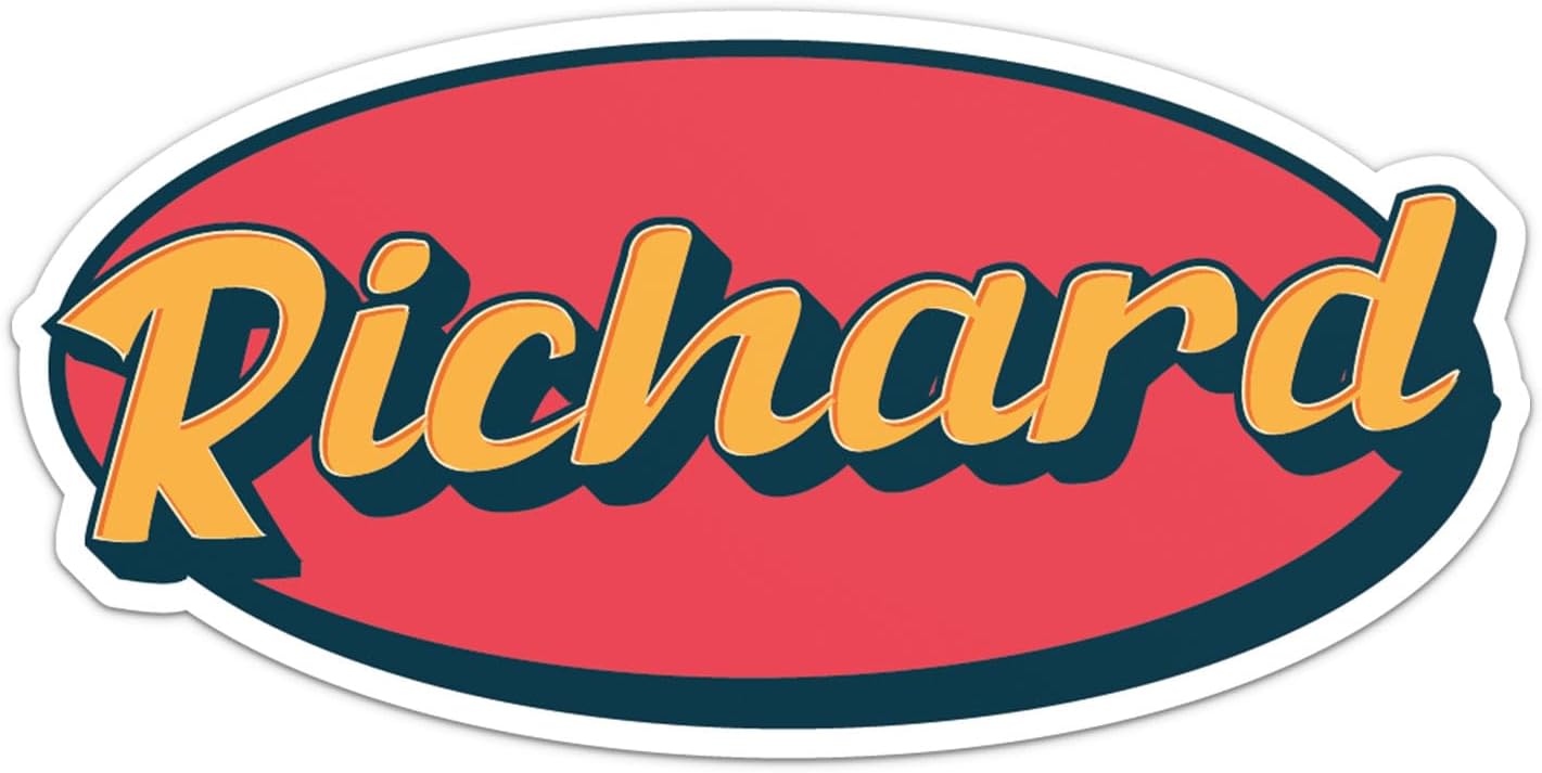 Retro Style Richard Name Sticker - Waterproof Vinyl Decal for Car Bumper, Laptop, Water Bottle, Bookcase, Phone Cases, Wall, and Window, Size - 3'' Longer Side