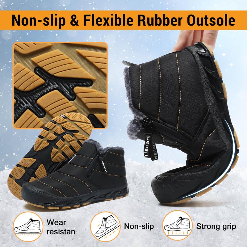 ziitop Winterschuhe Herren Warm Gefüttert Schneestiefel Reißverschluss Kurzschaft Stiefel Flach Winter Outdoor Boots Bequem Rutschfeste Winterstiefel