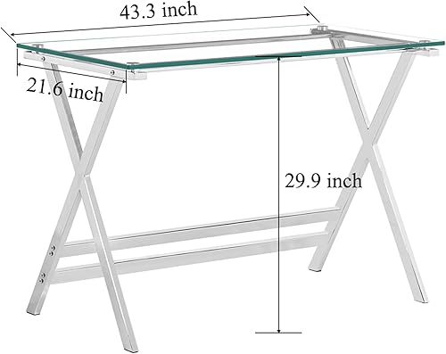 Miniatura 3 de Escritorio de vidrio para computadora, pequeño y moderno, escritorio para juegos, estudio y estación de trabajo para espacios pequeños 43.3 x 21.6 x