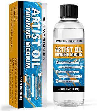 Odorless Mineral Spirits 100ml, Premium Paint Thinner for Oil Based Paint and Mineral Spirits for Oil Painting, Odor-Free Solvent for Artists, Thinning Colors and Cleaning Brushes