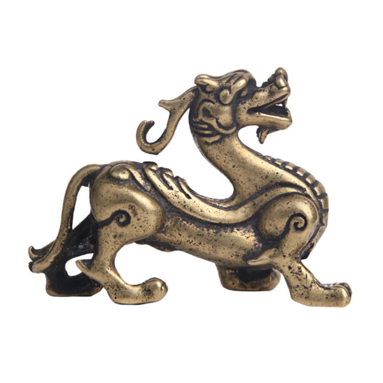 Abaodam Kirin Tea Pet Copper Ware Office Desk Decorations Car Ornament Home Decorations Dragon Figurine Home Décor Collectible Figurine Exquisite Brass Kylin Chic Brass Craft Kylin Adorn
