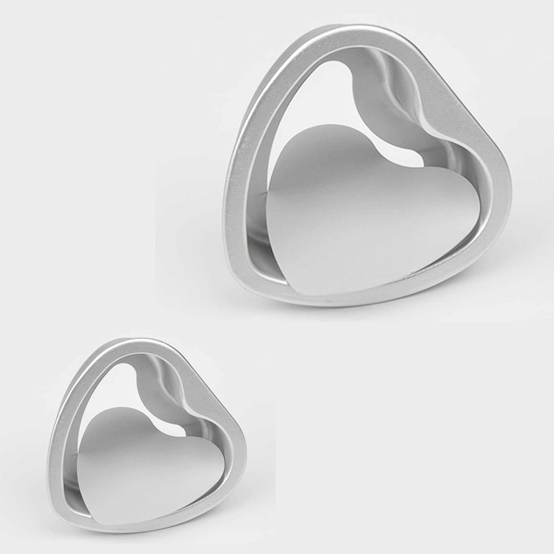 QJFCare Lot de 2 moules à gâteau en aluminium en forme de cœur, 10,2 cm et 15,2 cm, réutilisables avec fond amovible, moule à gâteau au fromage amovible pour gâteaux, brownies, cuisson au four