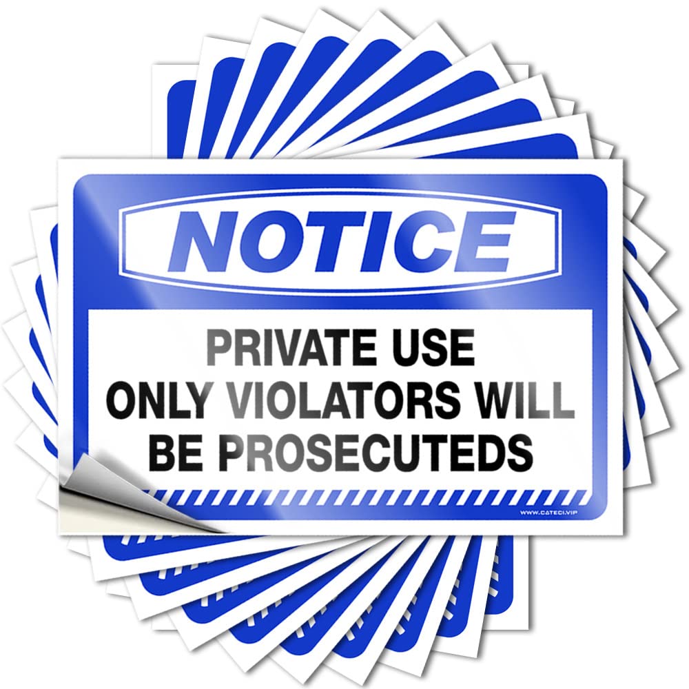 Prank Stickers Notice Private Use Only Violators Will Be Prosecuteds Stickers 10 Pcs Men Decor Sticker for Cars(8X12CM)