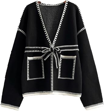 JASCLS Womens Trendy Summer Long Sleeve Open Front Sweater Cardigans for Women