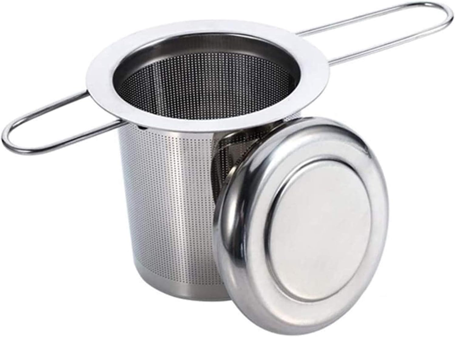 TuoTu Tea Infuser, 304 Stainless Steel Tea Strainer with Lid and Foldable Handle
