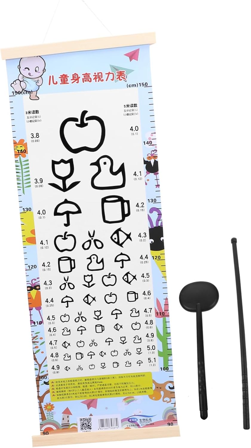 OUNONA Visual Testing Chart Standard Eye Chart for Boys and Girls Adults Exam Wall Decor