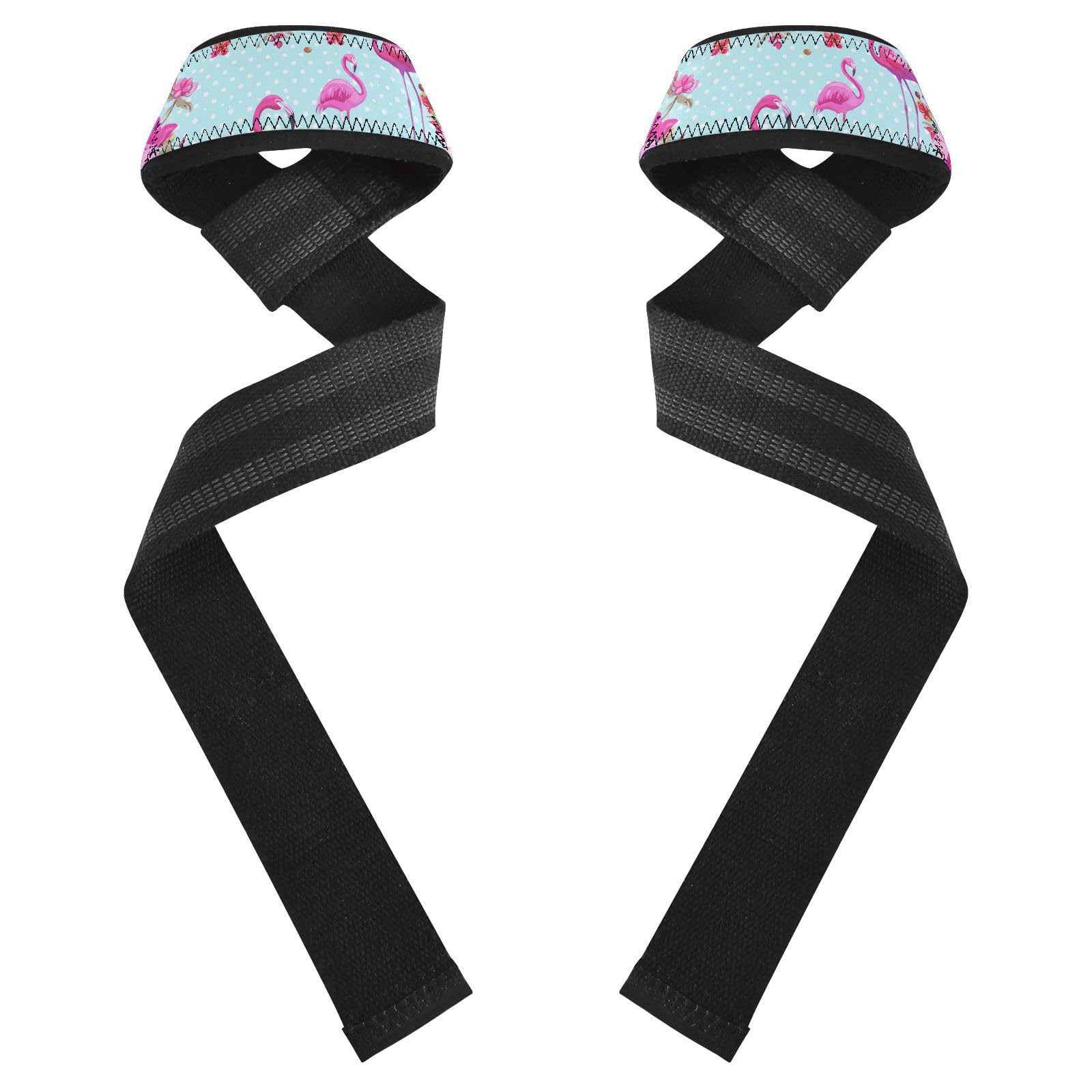 STAYTOP Beautiful Flamingo Wrist Straps for Weightlifting,Lifting Straps with Neoprene Cushioned Wrist Padded and Anti-Skid Silicone for Strength Training,Bodybuilding,Deadlifting
