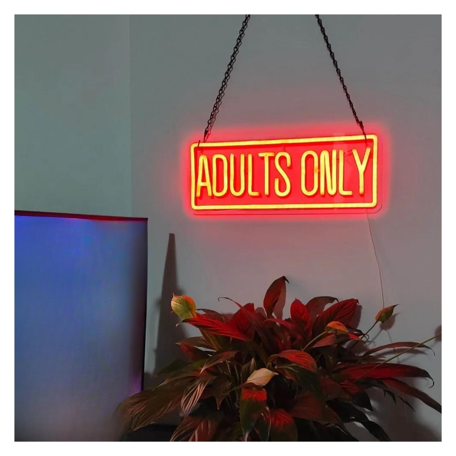 Luz de Diseño de Digital Letrero De Neón Rojo Intenso Con La Leyenda Solo Adultos: Decoración De Pared Versátil Para Fiestas, Dormitorios Y Cuevas Masculinas. Alimentado Por USB 16Cm×40Cm