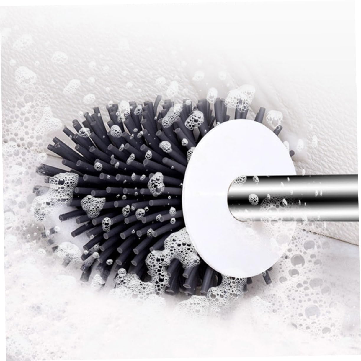 Cabilock Escobilla de Baño con Base Elegante, Cepillo Limpiador de Inodoro con Mango Largo y Cerdas Suaves Densas para Limpieza Eficaz Baño
