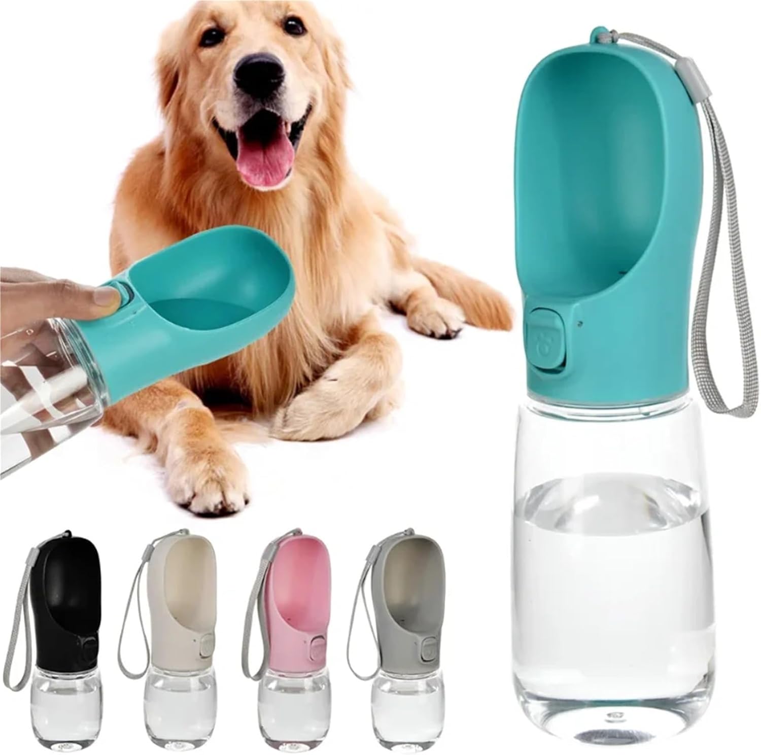 Pet Portable Big Dog Water Bottle for Small Large Dogs Outdoor Hiking Leakproof Puppy Drinking Bowls Golden Retriever Supplies(Gray,300ml-PET)